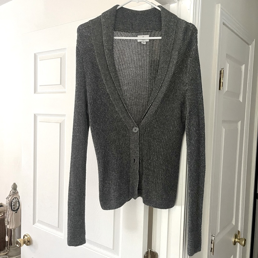 Gray American Eagle Cardigan Sweater